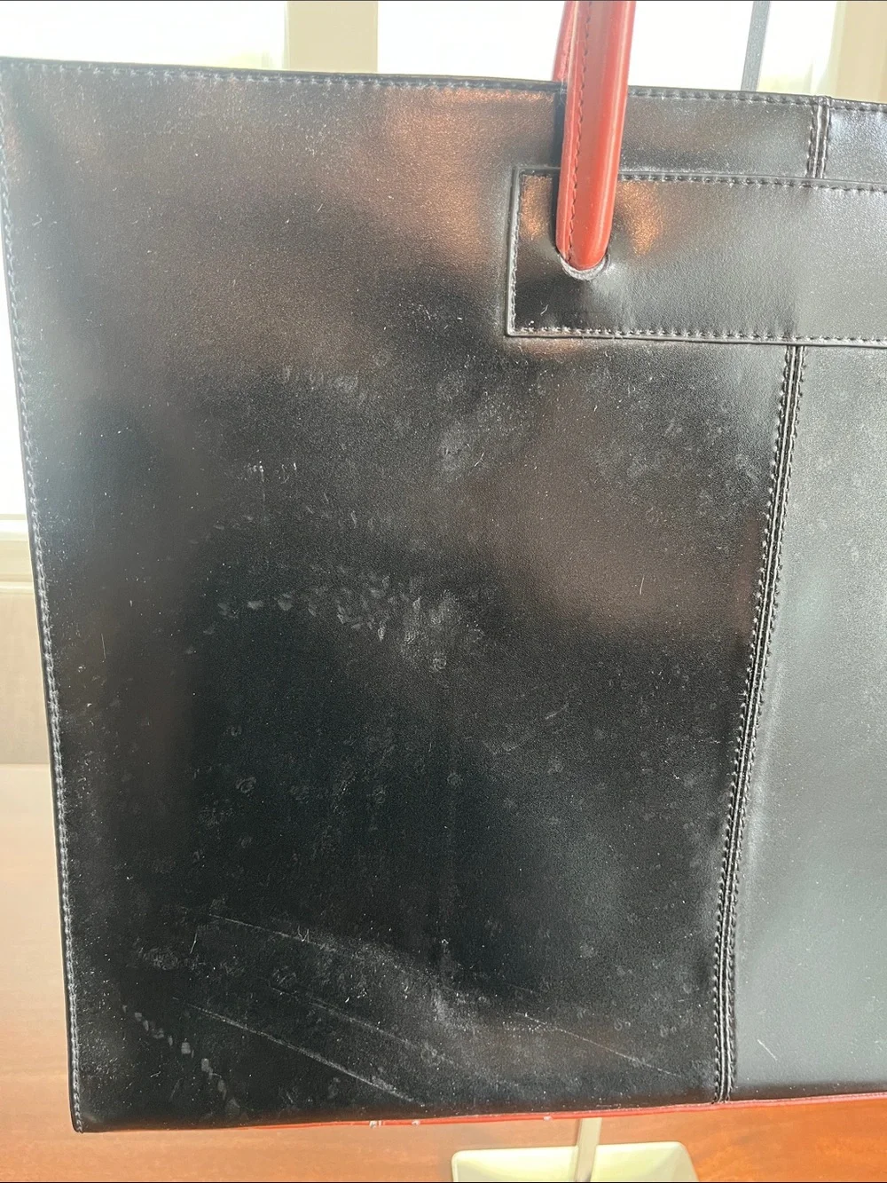 Daniela Moda Italian Black Leather Tote Bag Structured Work Laptop Briefcase